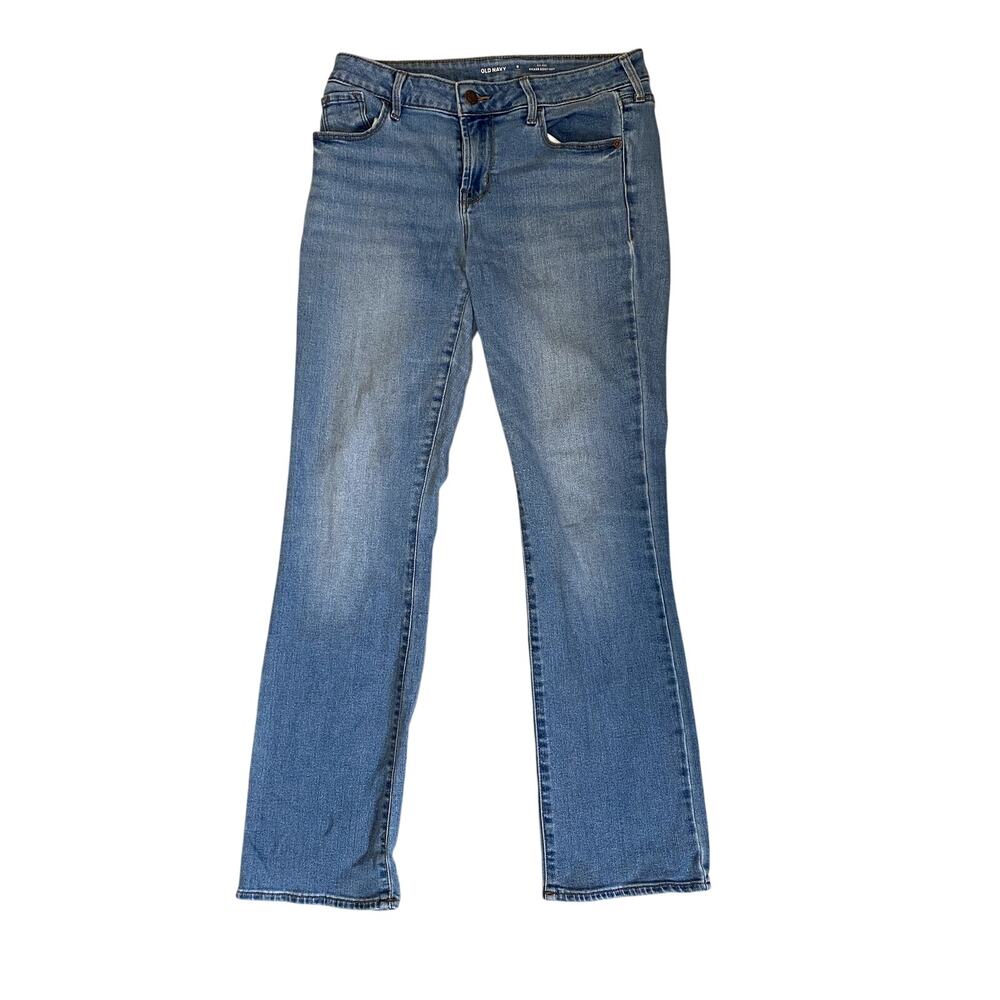 Old Navy Women's Size 6 Short Kicker Boot-Cut Mid-Rise Medium Wash Blue Jeans